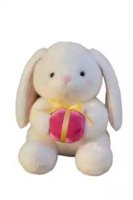 Мягкая игрушка Кролик с подарком, 35 см, белый